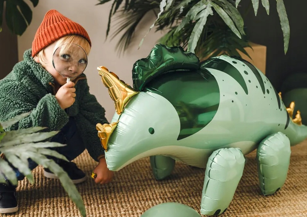 Balon foliowy TRICERATOPS Dinozaur 101x60 cm zielony Urodziny Dinozaury - obrazek 4