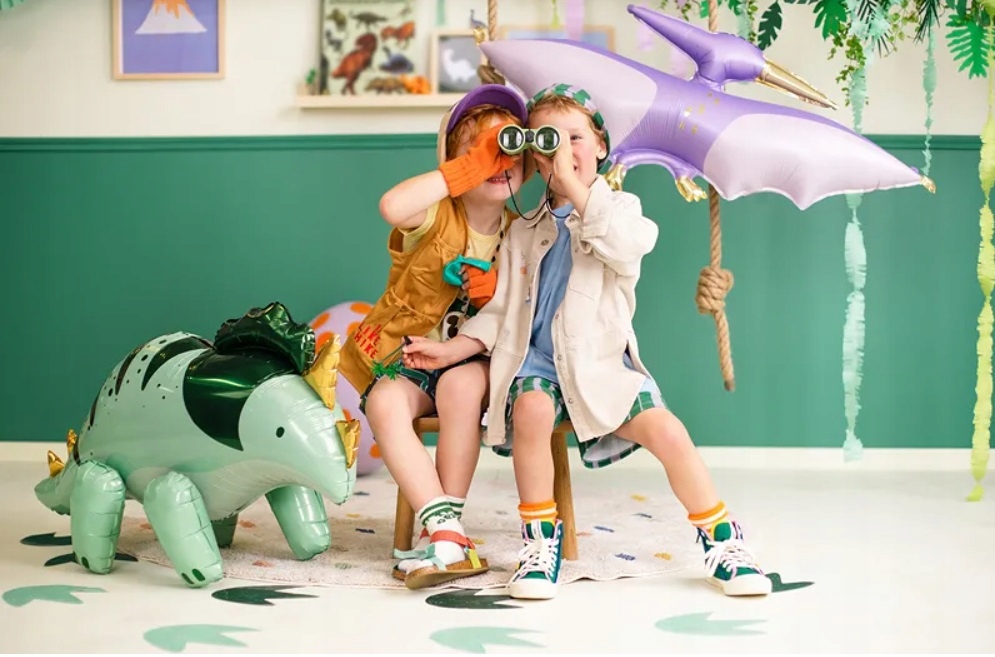 Balon foliowy TRICERATOPS Dinozaur 101x60 cm zielony Urodziny Dinozaury - obrazek 3