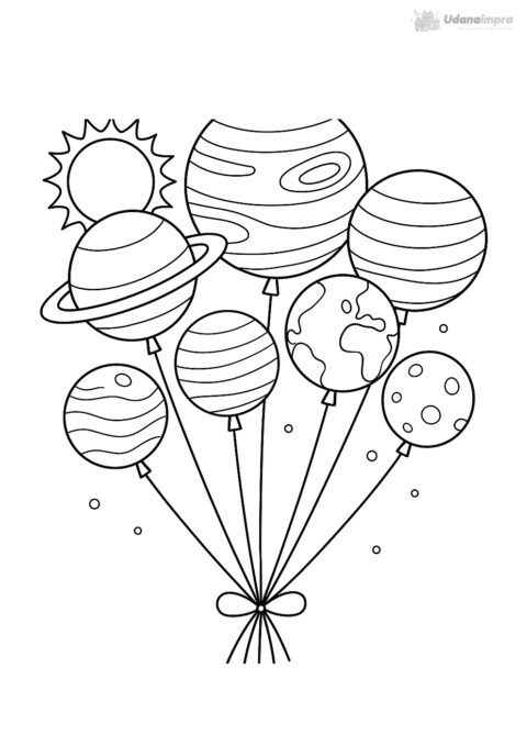 kolorowanka balony planety