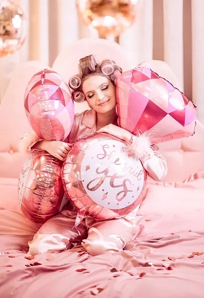 Balon Foliowy Pierścionek Zaręczyny She said yes Panieński 41x72 cm P26 - obrazek 4