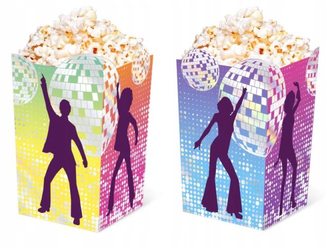 Pudełka papierowe na popcorn Retro Disco