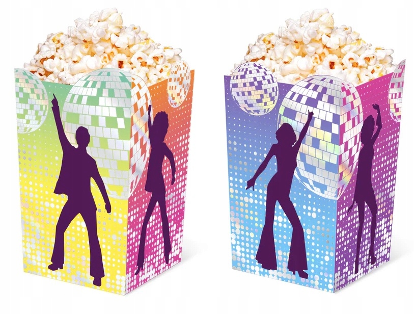 Pudełka papierowe na popcorn Retro Disco