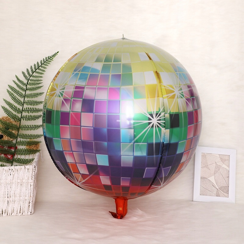 Balon foliowy Kula Dyskotekowa Multikolor DISCO Andrzejki Sylweste 55 cm - obrazek 2