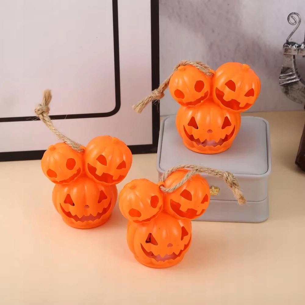 Halloween Lampka halloweenowa LED DYNIA pomarańczowa 7x7 cm H-189 - obrazek 2