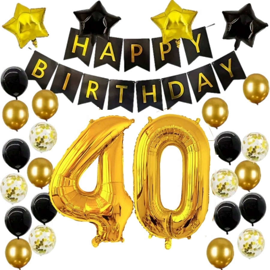 Zestaw Balony na 40 Urodziny Czterdziestka Baner Dekoracje - obrazek 2
