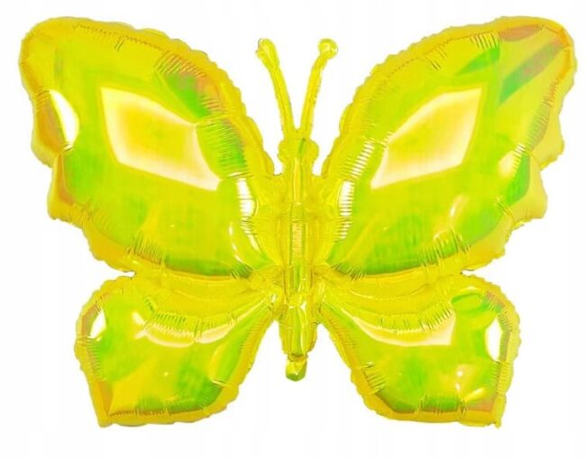 Balon foliowy Motyl Motylek holograficzny żółty 65x48 cm Urodziny