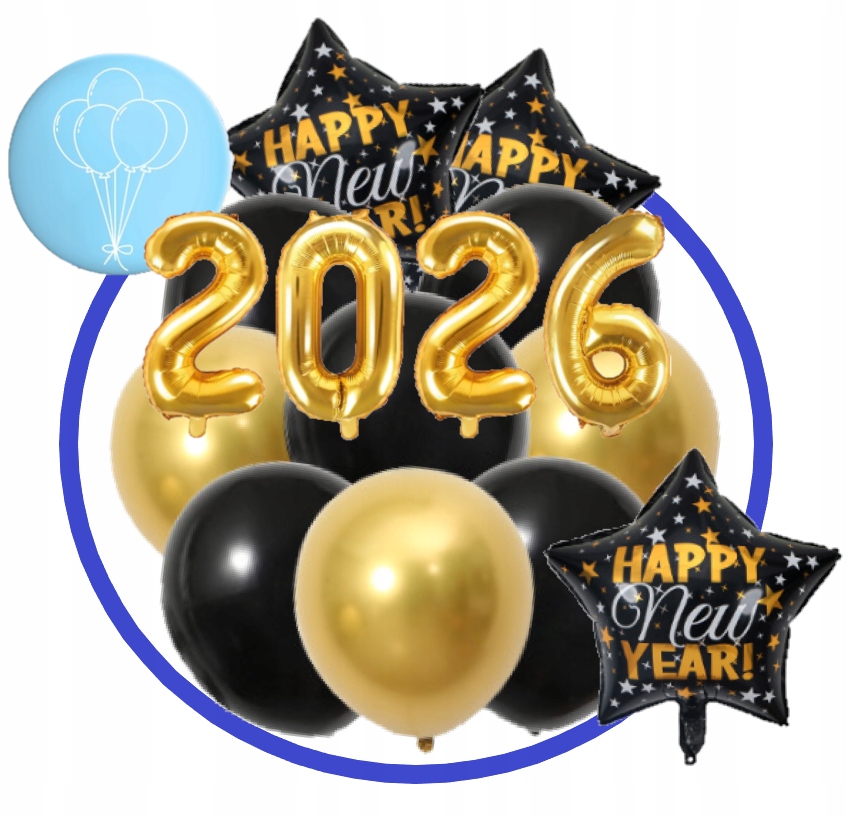 Zestaw Balony SYLWESTER 2026 Happy New Year Baner Dekoracje S-150 - obrazek 2