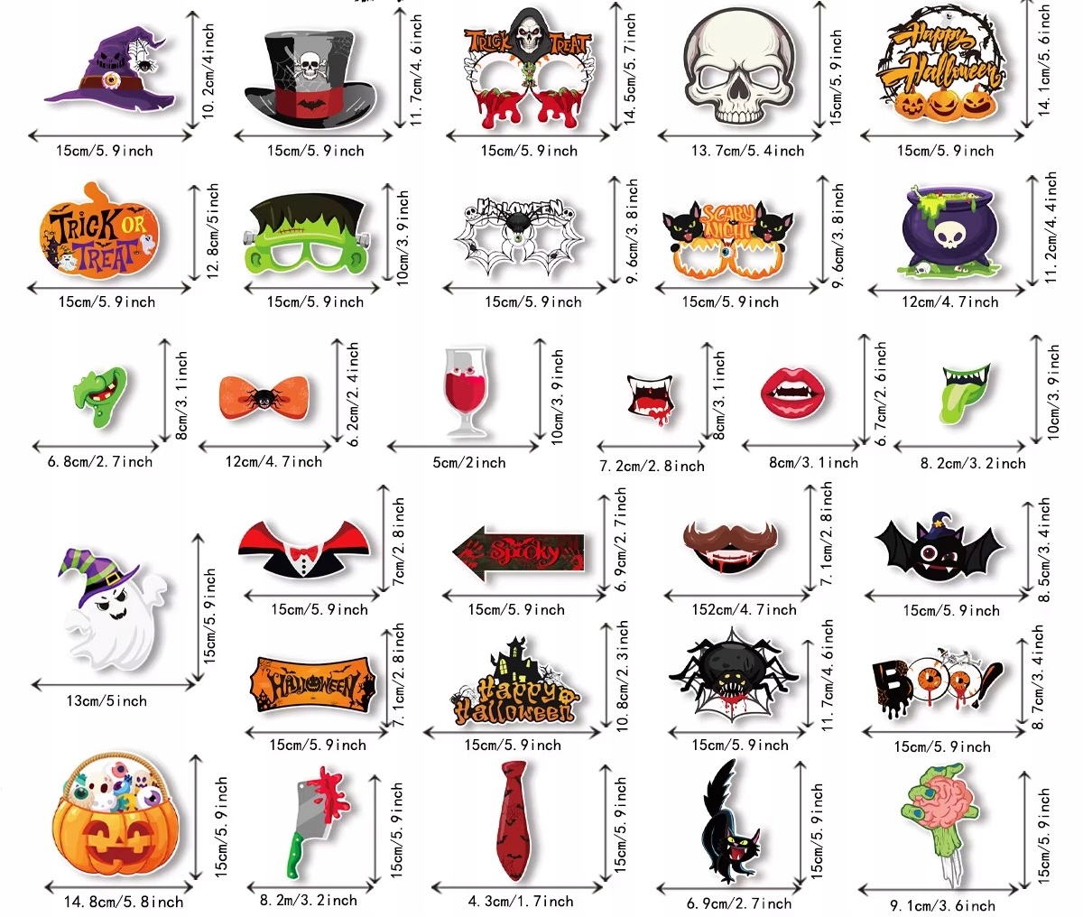 Rekwizyty do zdjęć na Halloween mix 30 sztuk H-025 - obrazek 2