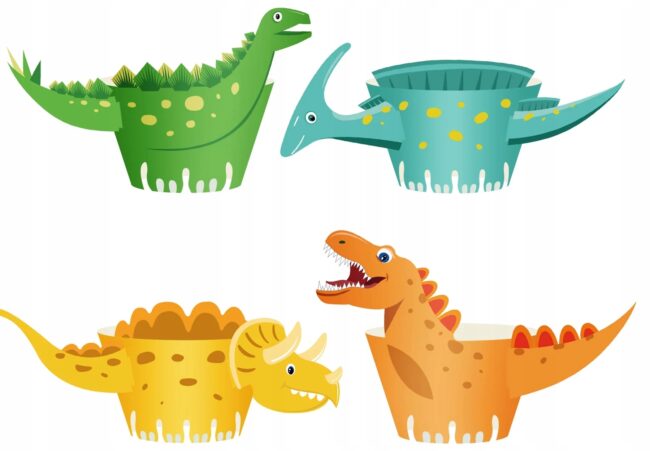 Papilotki do muffinek babeczek Dinozaury