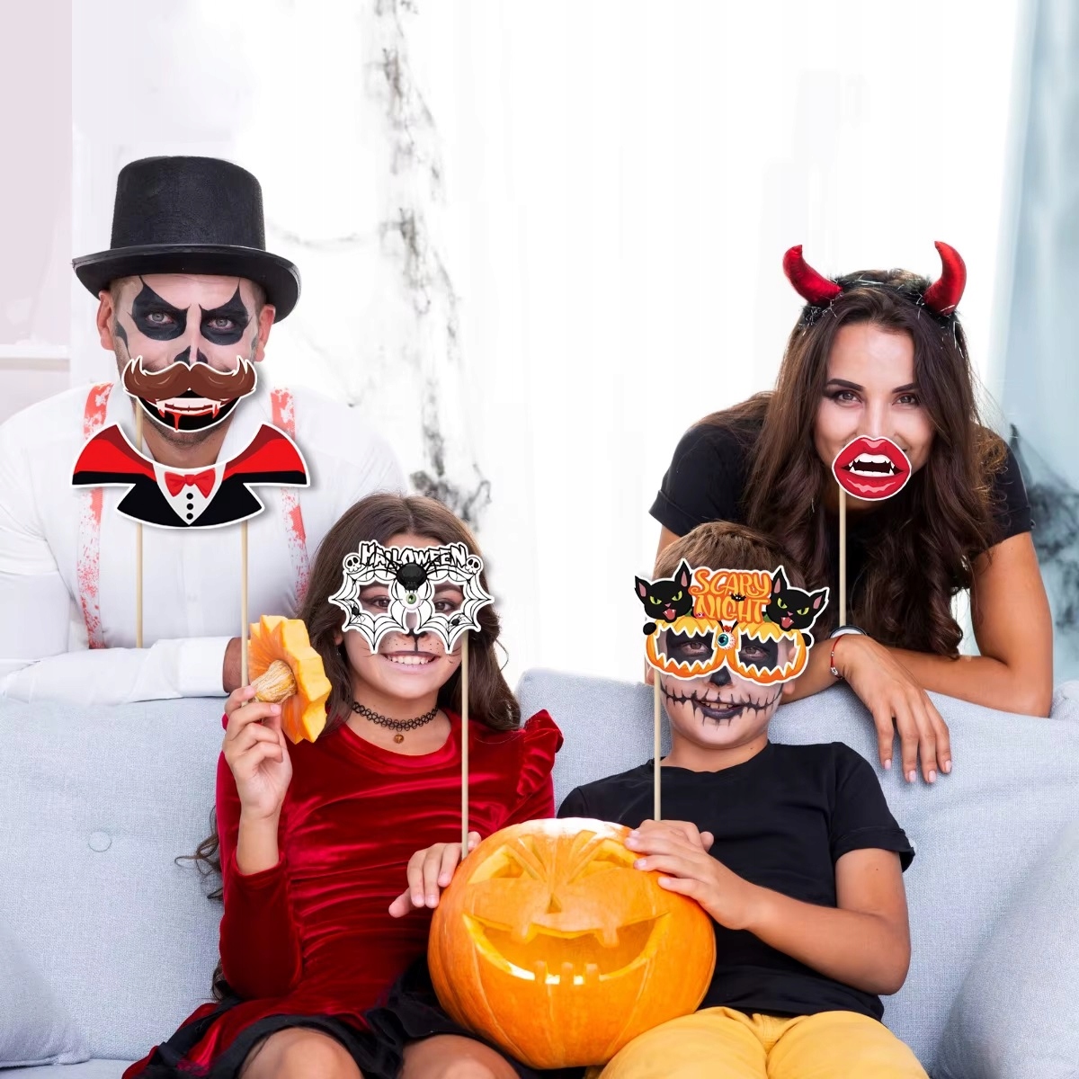 Rekwizyty do zdjęć na Halloween mix 30 sztuk H-025 - obrazek 3