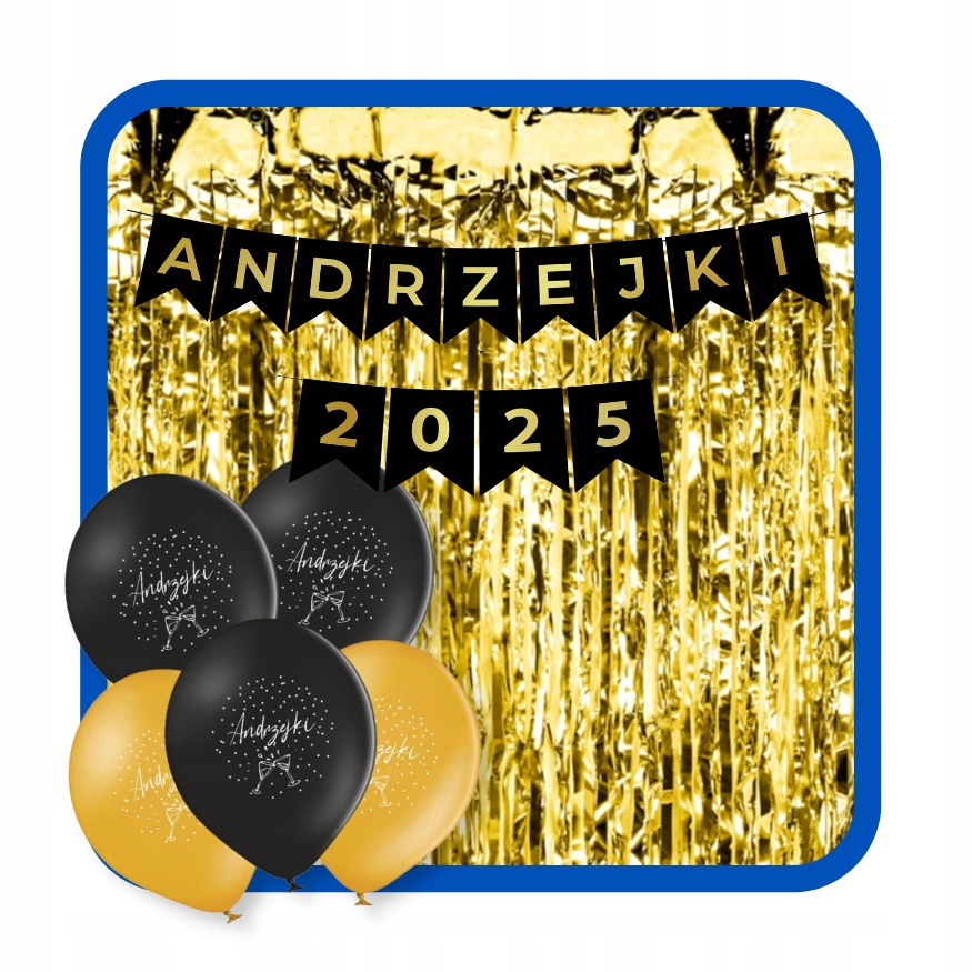 Zestaw dekoracyjny Andrzejki 2025 Balony Kurtyna Baner czarne złote AND-04 - obrazek 3