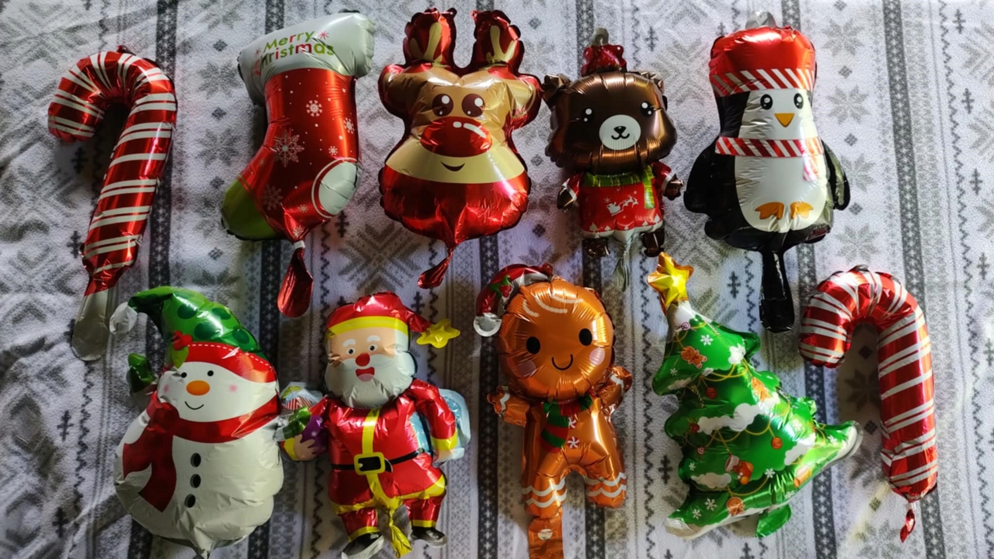 Zestaw Balony foliowe na Boże Narodzenie Święta Mikołaj 10 sztuk BN-02 - obrazek 3
