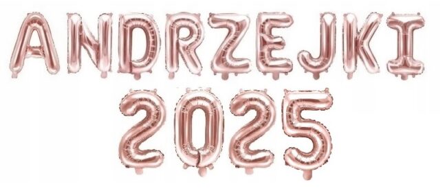 balony andrzejki napis różowe złoto