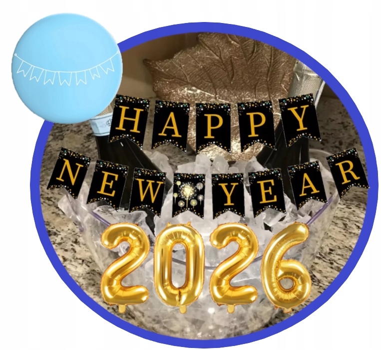 Zestaw Balony SYLWESTER 2026 Happy New Year Baner Dekoracje S-150 - obrazek 4