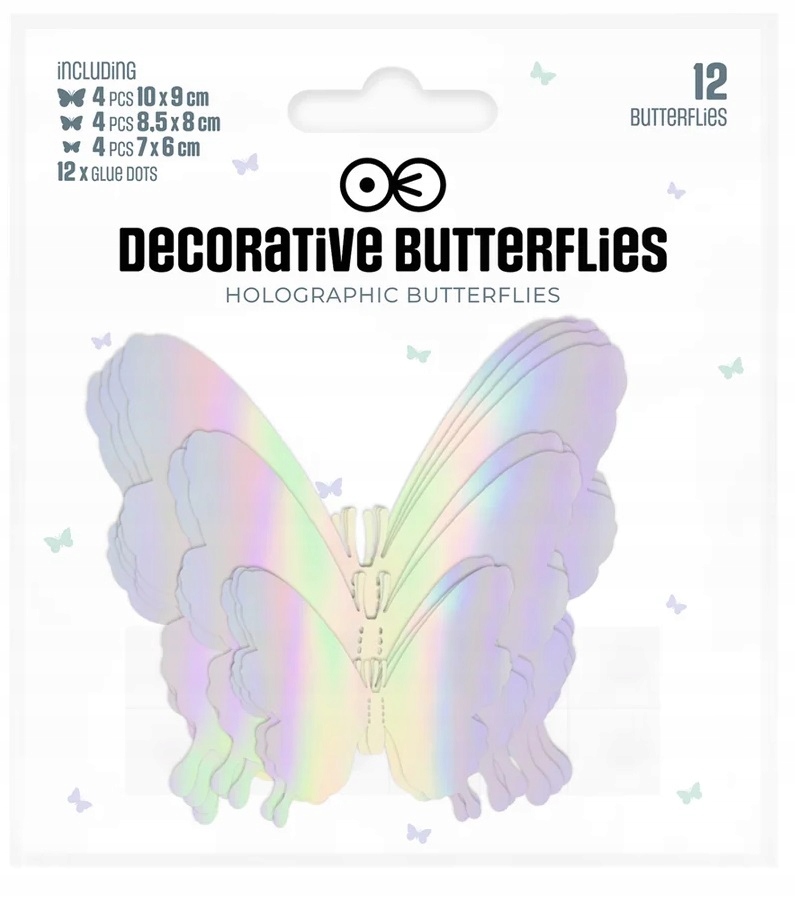 Naklejki na ścianę 3D Motyle Motylki holograficzne srebrne 12 sztuk - obrazek 4