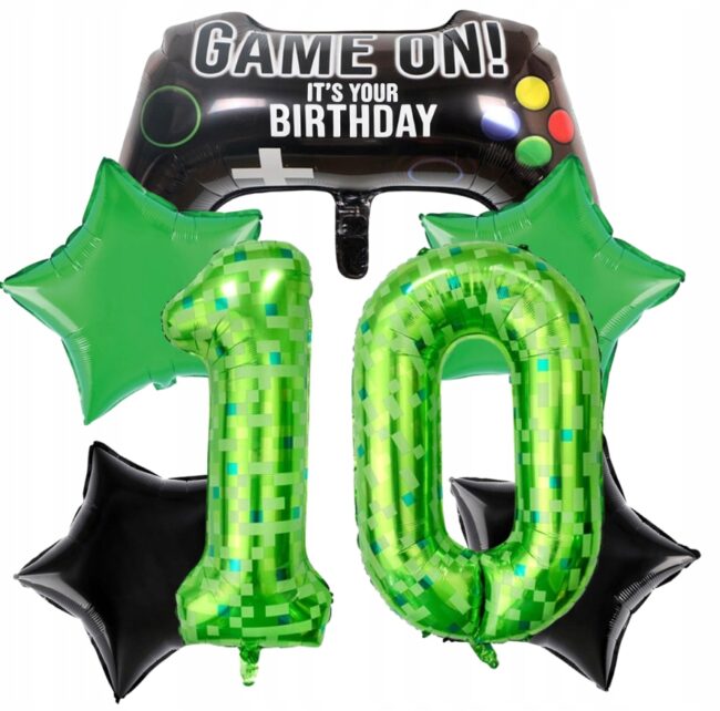 Zestaw Balony dla gracza Game Pad Gaming 10 Urodziny