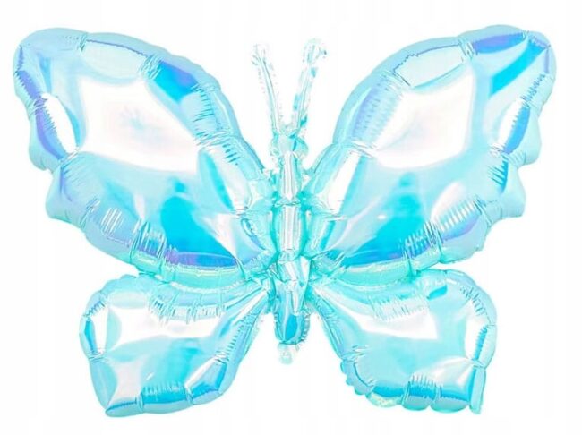 Balon foliowy Motyl Motylek holograficzny niebieski 65x48 cm Urodziny