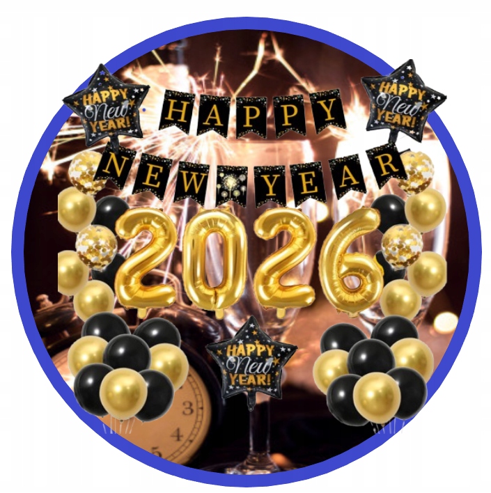 Zestaw Balony SYLWESTER 2026 Happy New Year Baner Dekoracje S-150 - obrazek 6