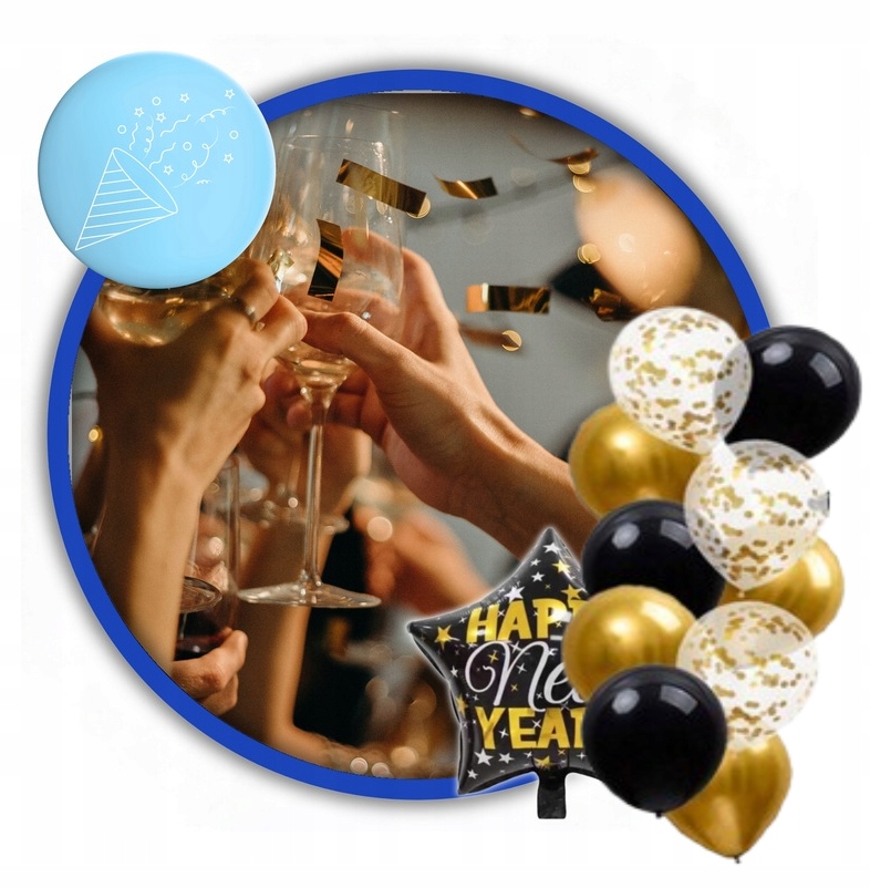 Zestaw Balony SYLWESTER 2026 Happy New Year Baner Dekoracje S-150 - obrazek 3