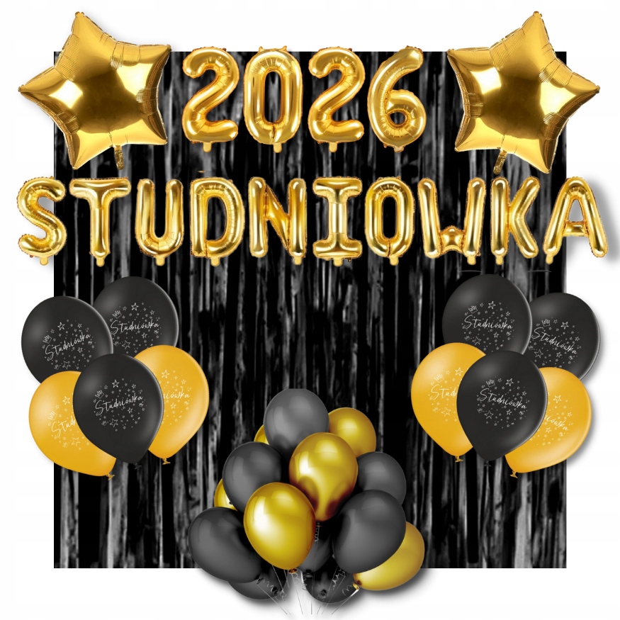 zestaw czarno złoty studniówka balony