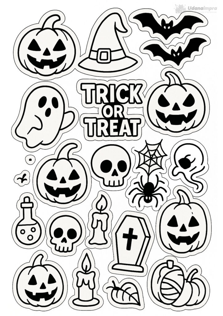 kolorowanka naklejki halloweenowe