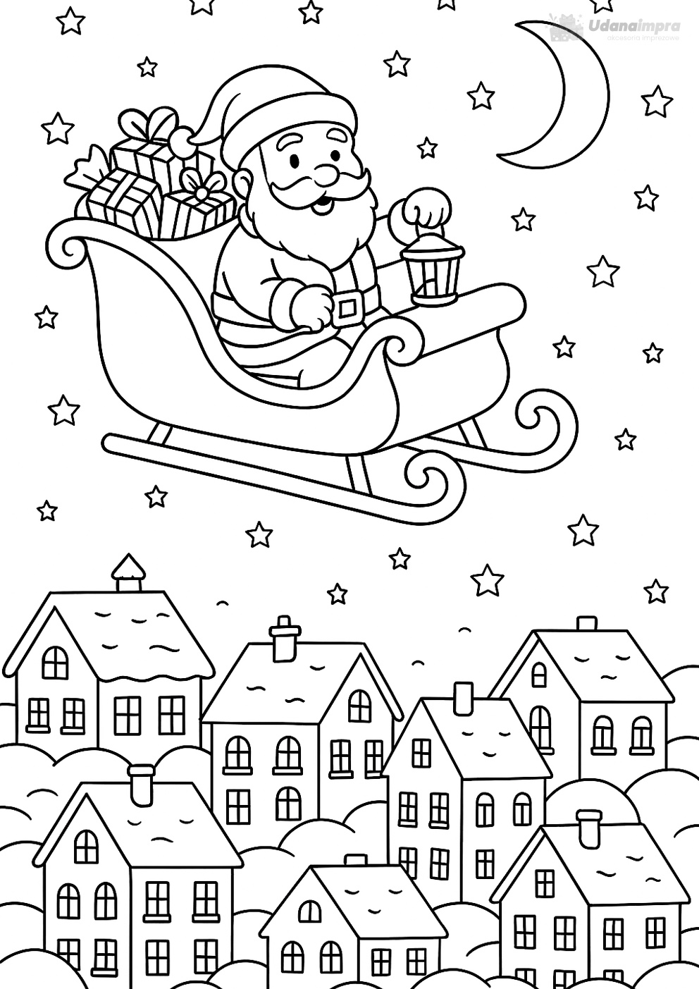kolorowanka mikołaj na saniach