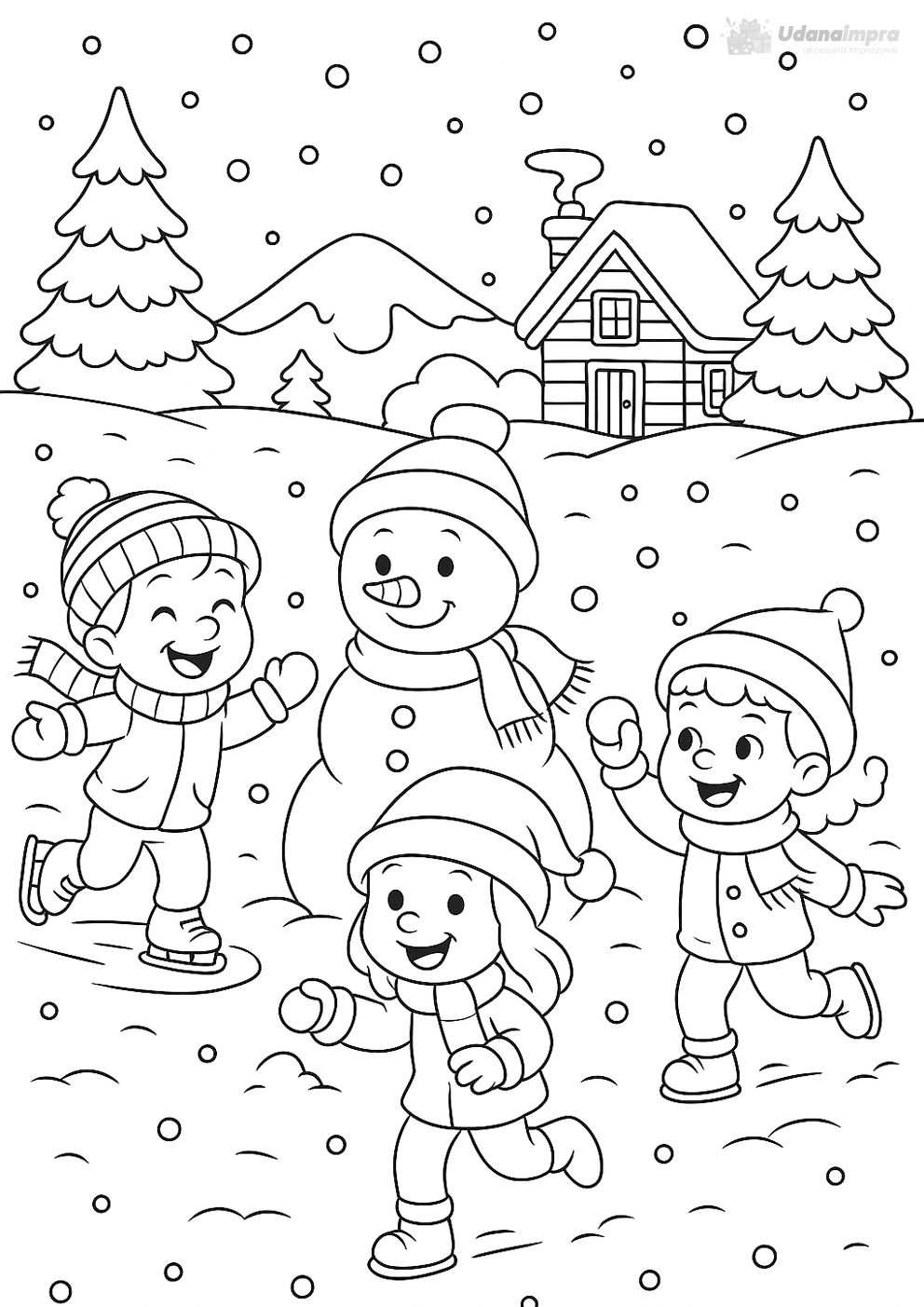 Kolorowanka zimowa zabawa