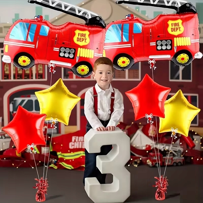 Balony foliowe Straż Pożarna Strażak Wóz Strażacki mix 6 sztuk Urodziny - obrazek 3