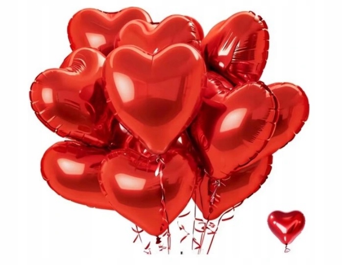 balony na walentynki w kształcie serc