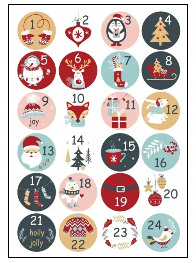 Naklejki do kalendarza adwentowego mix