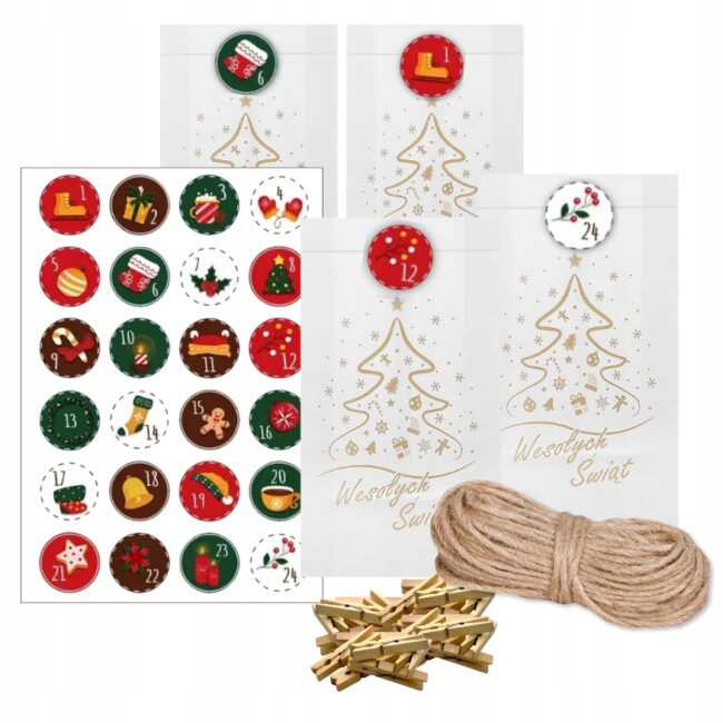 Kalendarz adwentowy - torebki i naklejki