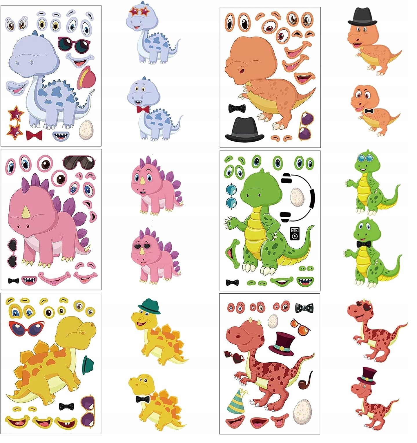 6x Naklejki wyklejanki mix wzorów 6 arkuszy Dinozaur Dinozaury - obrazek 5