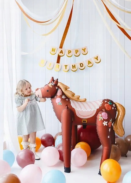 Balon foliowy stojący Brązowy Koń Konik 101x105 cm Urodziny - obrazek 2