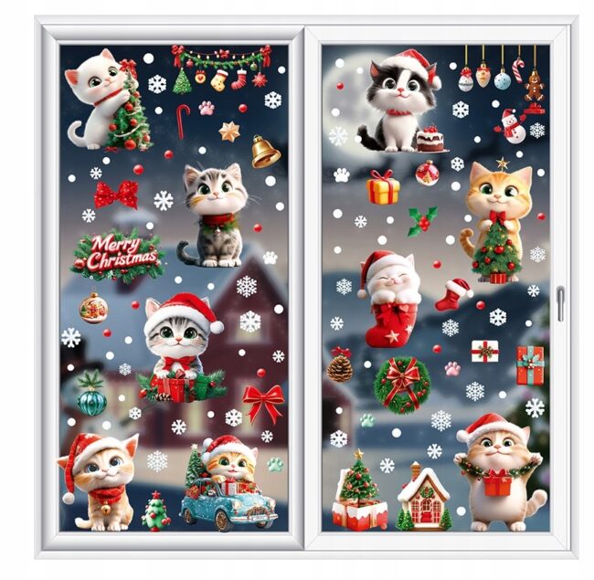 naklejki świąteczne kotki