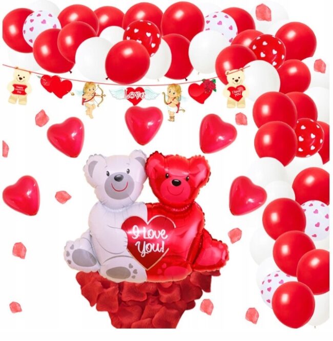 Zestaw dekoracji na Walentynki misie