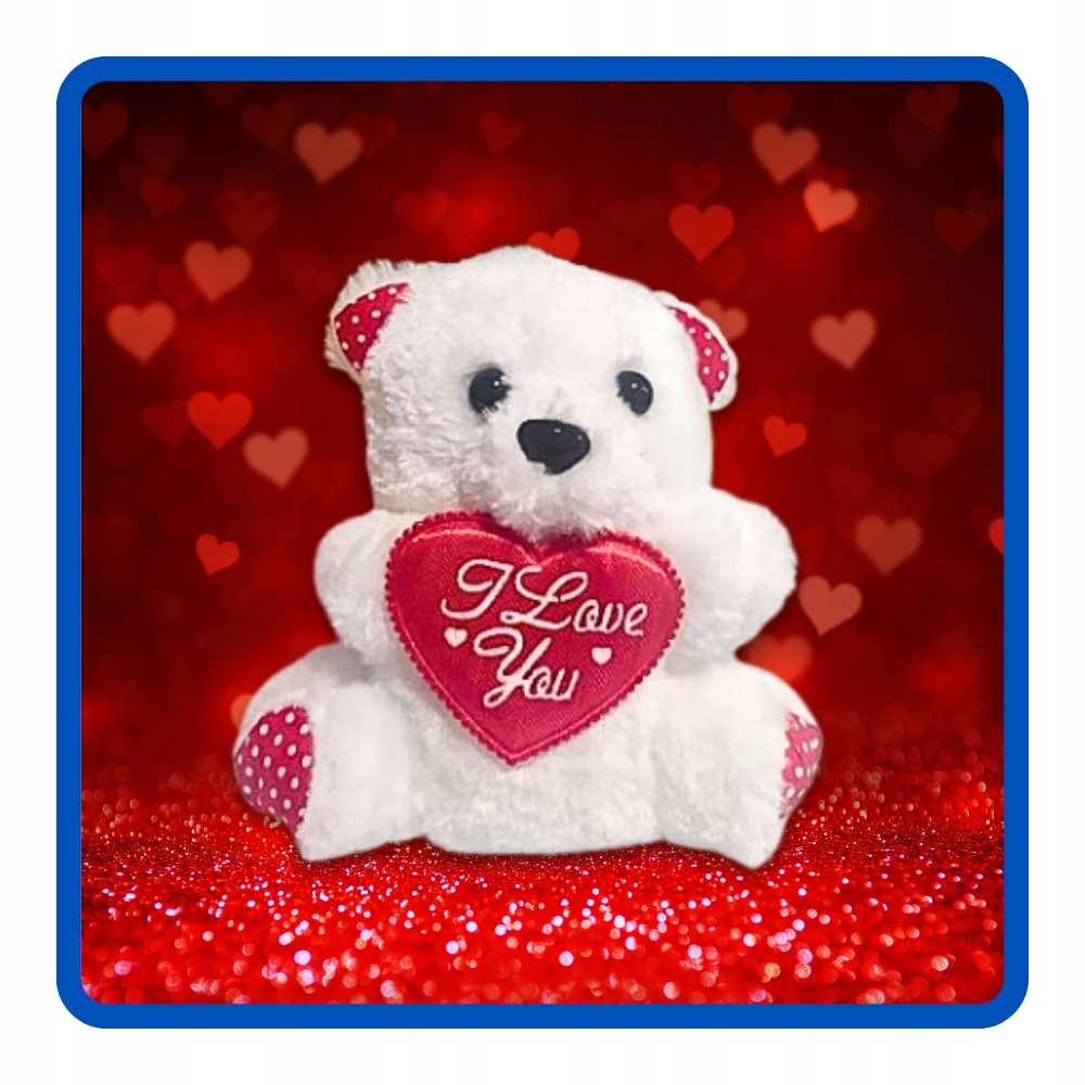 Biały Miś Pluszak Maskotka Love 12x10 cm Dzień Kobiet Mamy Walentynki W58 - obrazek 7