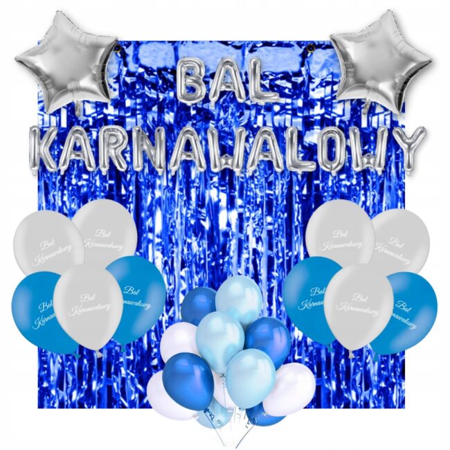 Niebieski zestaw dekoracji na Bal Karnawałowy