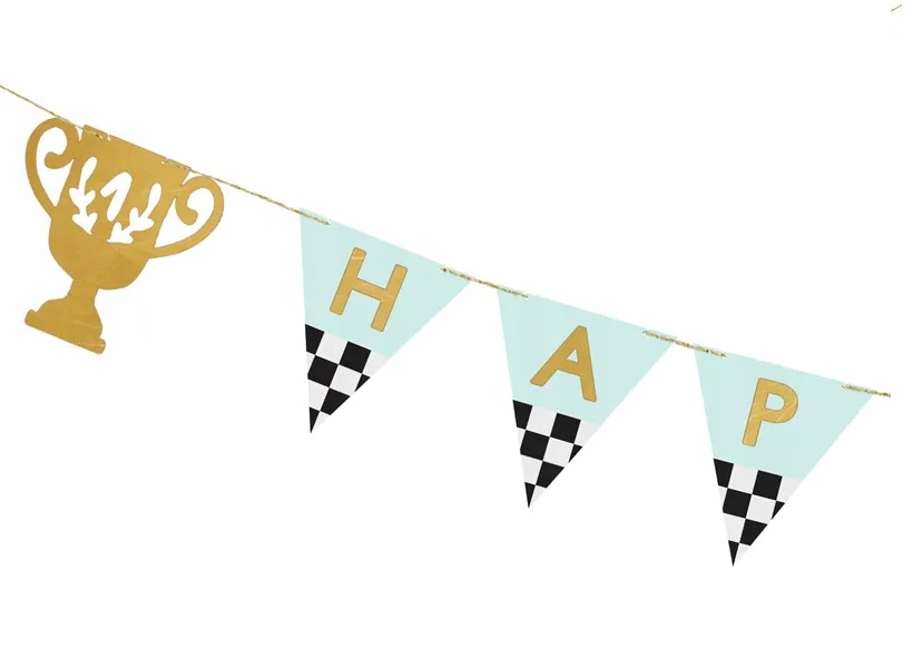 Flagi Baner Happy Birthday Puchary Wyścigi 250 cm Urodziny - obrazek 2