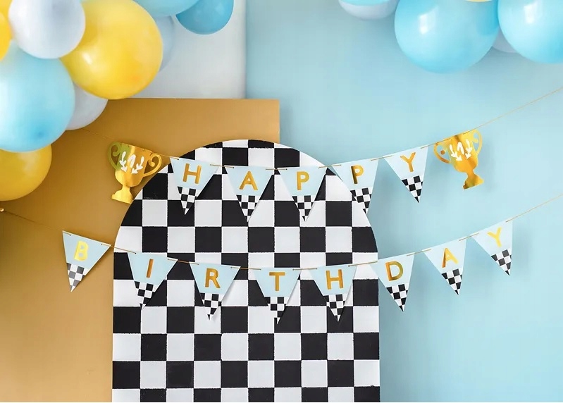Flagi Baner Happy Birthday Puchary Wyścigi 250 cm Urodziny - obrazek 3