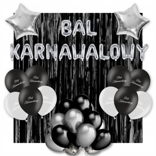 Zestaw czarnych dekoracji na Bal Karnawałowy