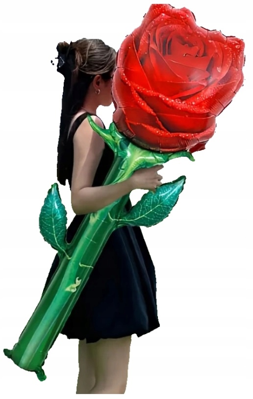 Balon Foliowy Kwiat Róża 55x150cm Urodziny Walentynki Dzień Mamy Miłość W18 - obrazek 2