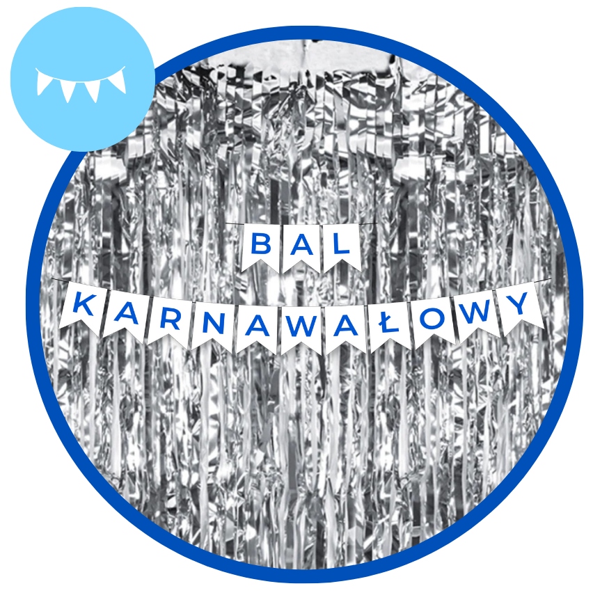 Zestaw Balony Dekoracje Baner niebieski BAL KARNAWAŁOWY Kurtyna Karnawał - obrazek 6