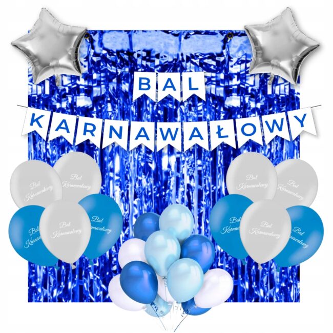 Zestaw Balony Dekoracje Baner BAL KARNAWAŁOWY Kurtyna Karnawał