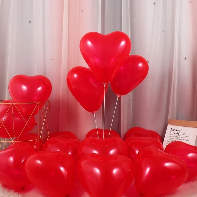Walentynki Balony czerwone SERCA serduszka lateksowe 100 sztuk 25 cm Ślub - obrazek 2