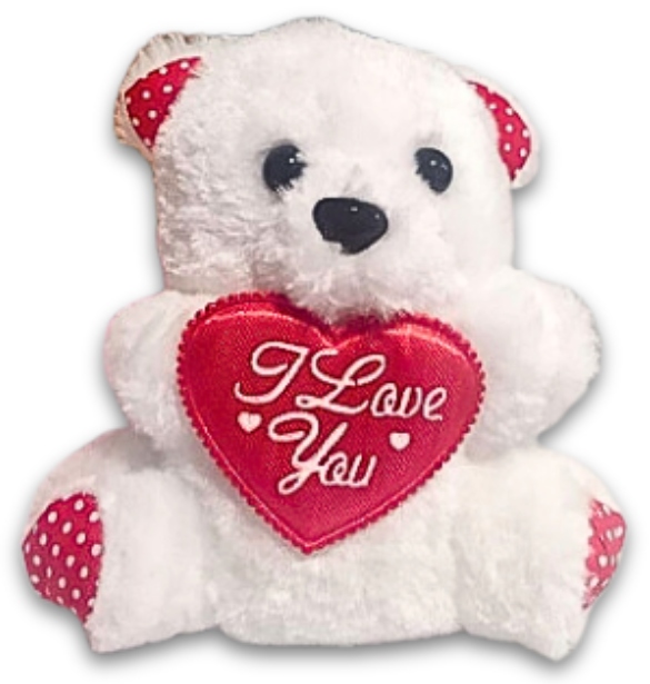 Biały Miś Pluszak Maskotka Love 12x10 cm Dzień Kobiet Mamy Walentynki W58 - obrazek 3