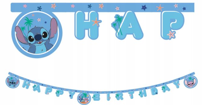 Baner urodzinowy Happy Birthday Stitch