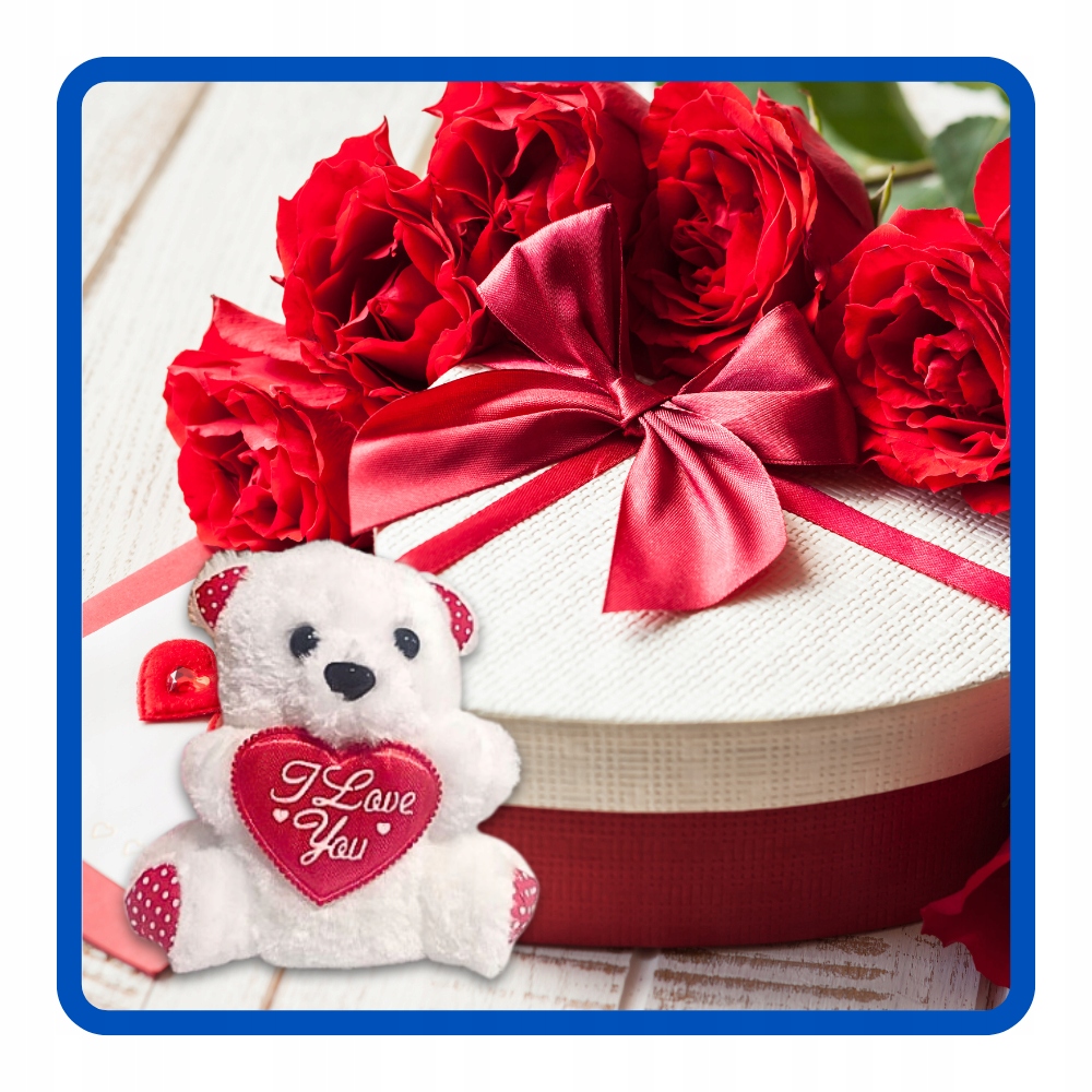 Biały Miś Pluszak Maskotka Love 12x10 cm Dzień Kobiet Mamy Walentynki W58 - obrazek 8