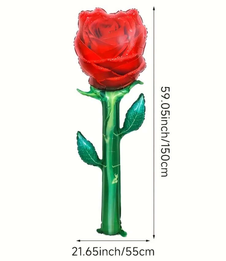 Balon Foliowy Kwiat Róża 55x150cm Urodziny Walentynki Dzień Mamy Miłość W18 - obrazek 7