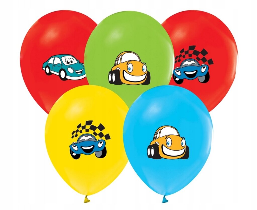 Balony lateksowe Auta Samochody Wyścigi mix 5 sztuk Urodziny