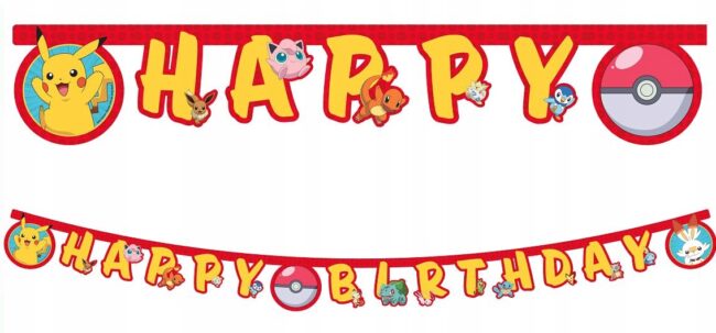 Baner urodzinowy Happy Birthday Pokemon